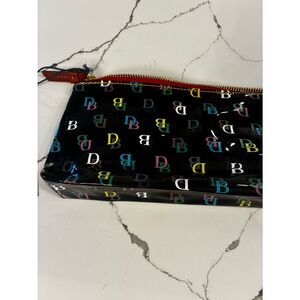 Dooney & Bourke Black Gloss Multicolor DB Logo Cosmetic case